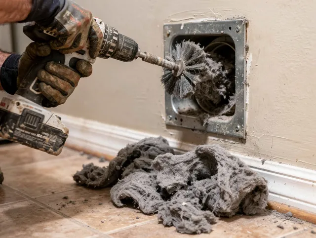Certified St. Petersburg Dryer Vent Cleaning technician performing dryer vent cleaning in St. Petersburg