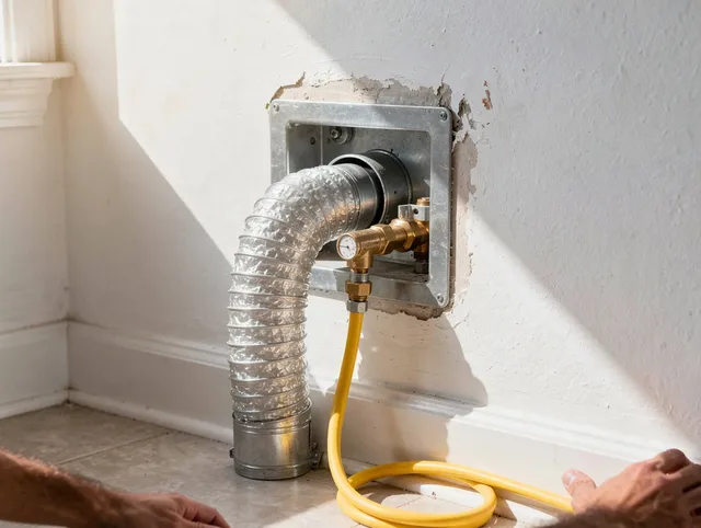 St. Petersburg Dryer Vent Cleaning certified technician performing specialized gas dryer vent cleaning in St. Petersburg